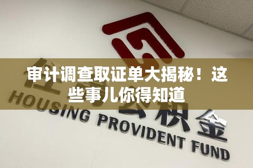 南昌审计调查取证单大揭秘！这些事儿你得知道
