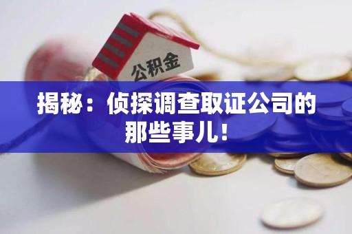 南昌揭秘：侦探调查取证公司的那些事儿！