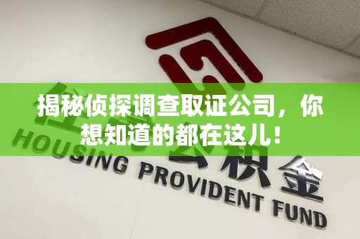 南昌揭秘侦探调查取证公司，你想知道的都在这儿！