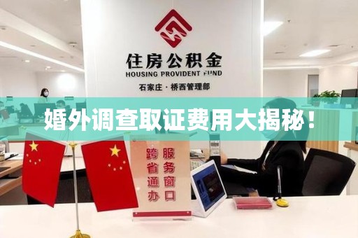 南昌婚外调查取证费用大揭秘！
