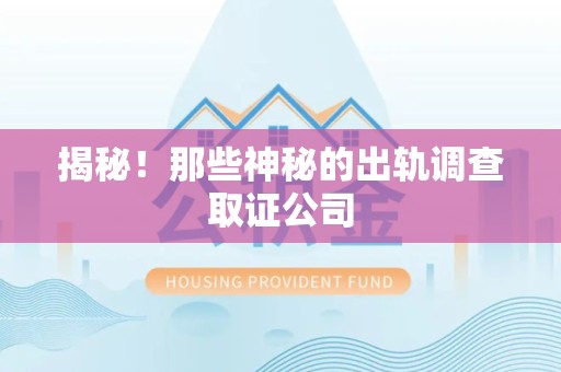 南昌揭秘！那些神秘的出轨调查取证公司