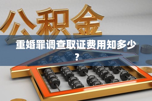 南昌重婚罪调查取证费用知多少？
