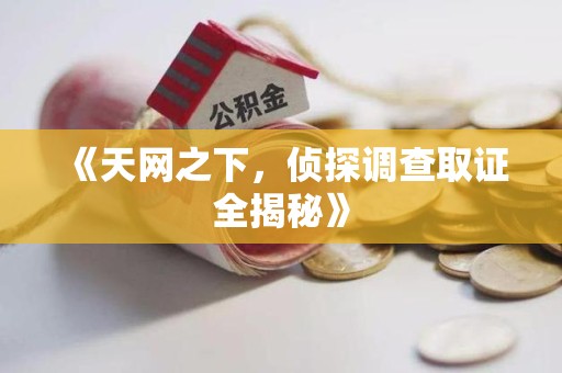 南昌《天网之下，侦探调查取证全揭秘》