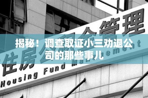 南昌揭秘！调查取证小三劝退公司的那些事儿