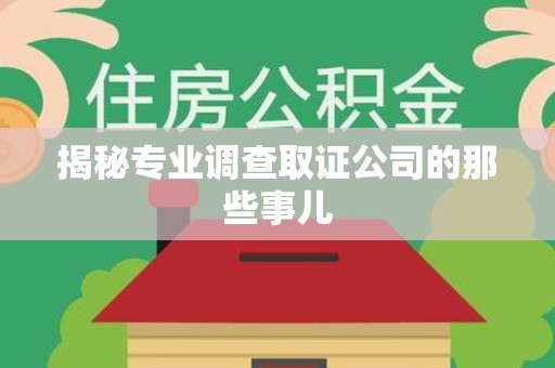 南昌揭秘专业调查取证公司的那些事儿