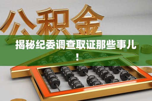 南昌揭秘纪委调查取证那些事儿！