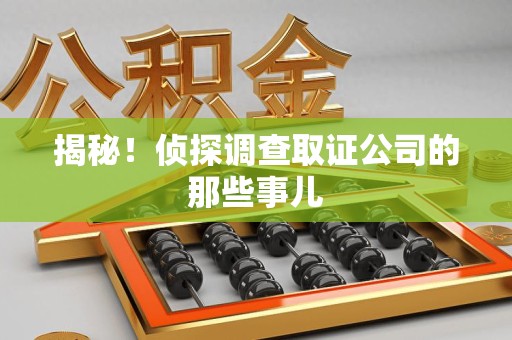 南昌揭秘！侦探调查取证公司的那些事儿