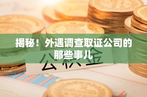 南昌揭秘！外遇调查取证公司的那些事儿