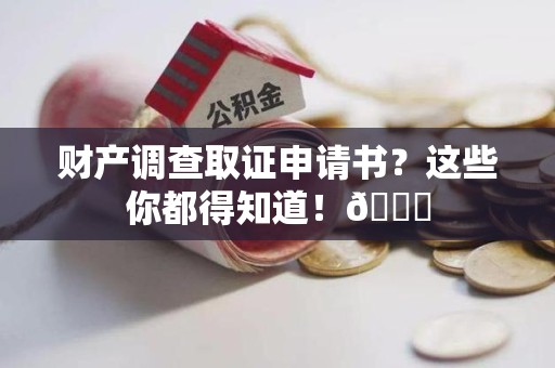 南昌财产调查取证申请书？这些你都得知道！😎